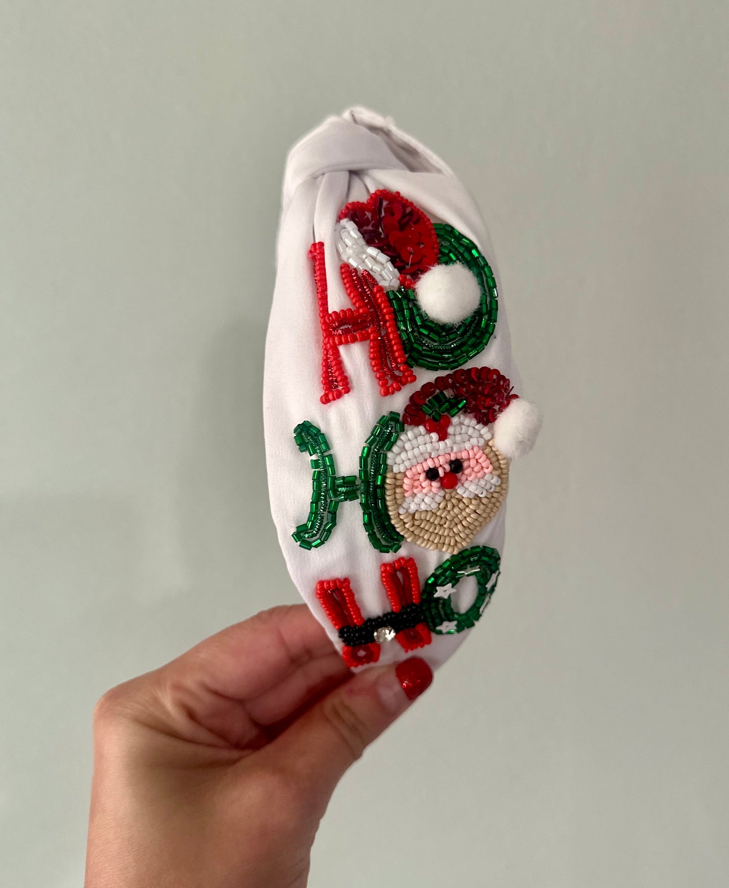 Santa Beaded Ho Ho Ho Headband
