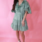 Sage Tiered Wrap Mini Dress