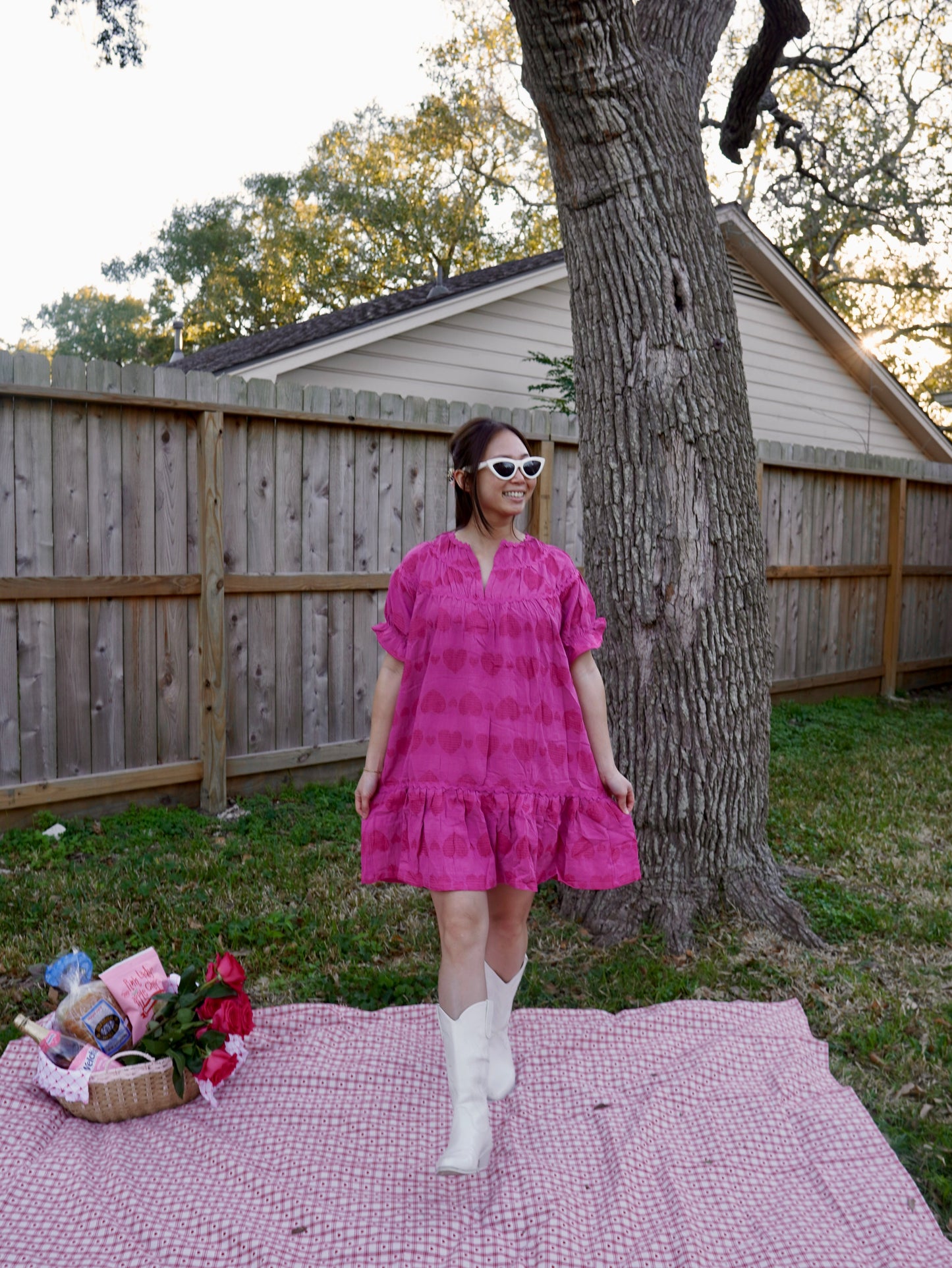 Magenta Heart Babydoll Dress