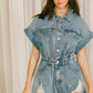 Medium Wash Denim Distressed Romper