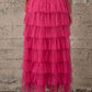 Pink Sequin Tiered Mesh Maxi Skirt