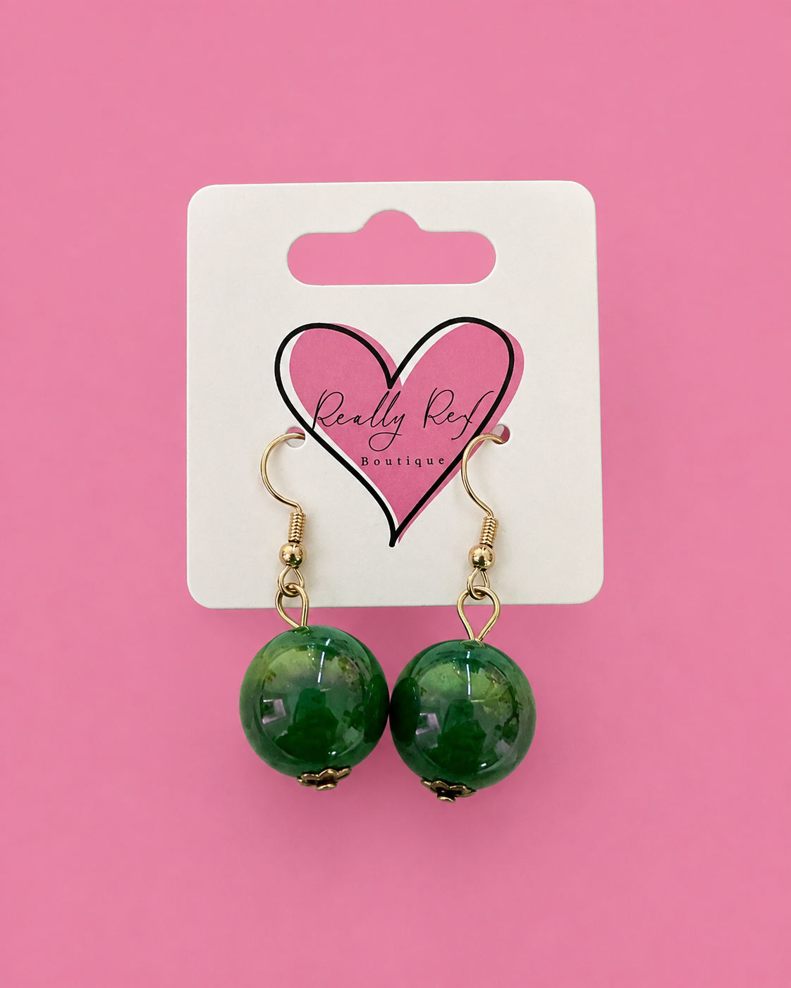 Green Iridescent Bead Earrings