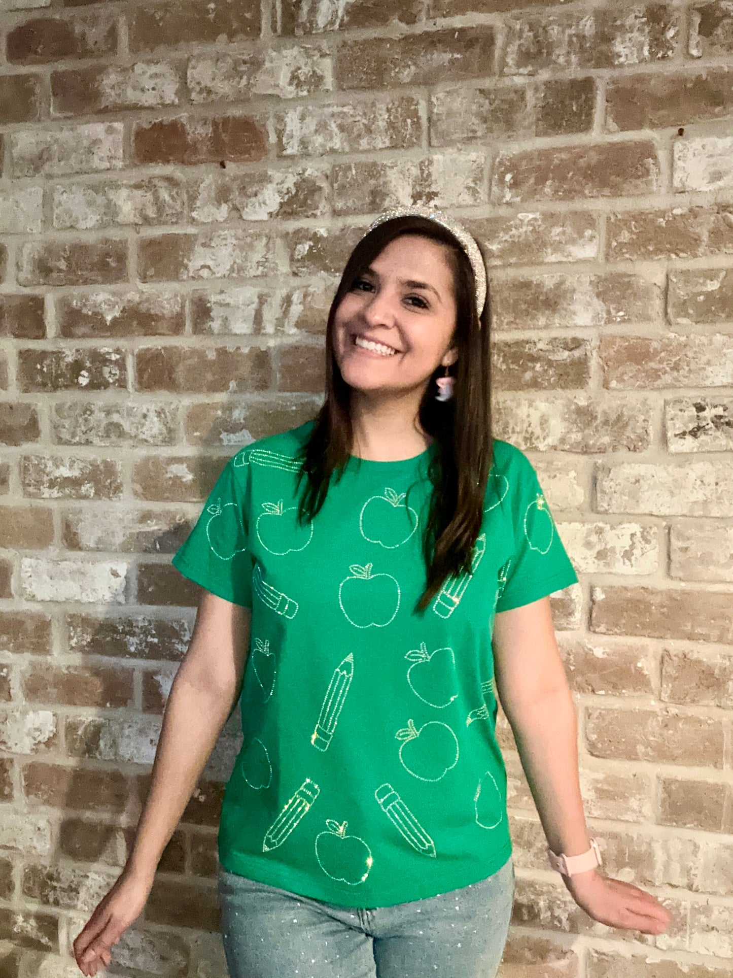 Teacher Themed Rhinestone Top