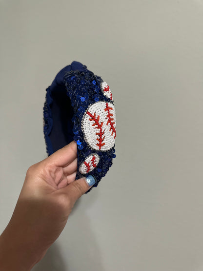 Sequin Baseball Knot Headband