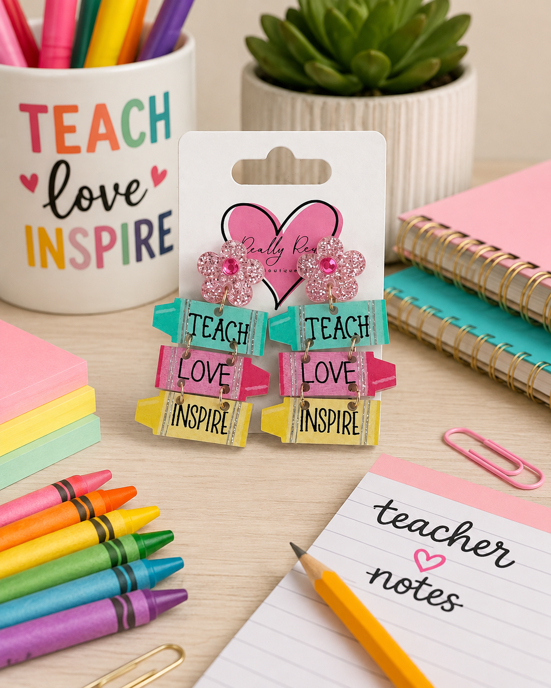 Teach Love Inspire Crayon Earrings