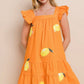 Orange Sequins Lemon Patch Tank Dress