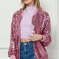 Pink Sequin Bomber Jacket