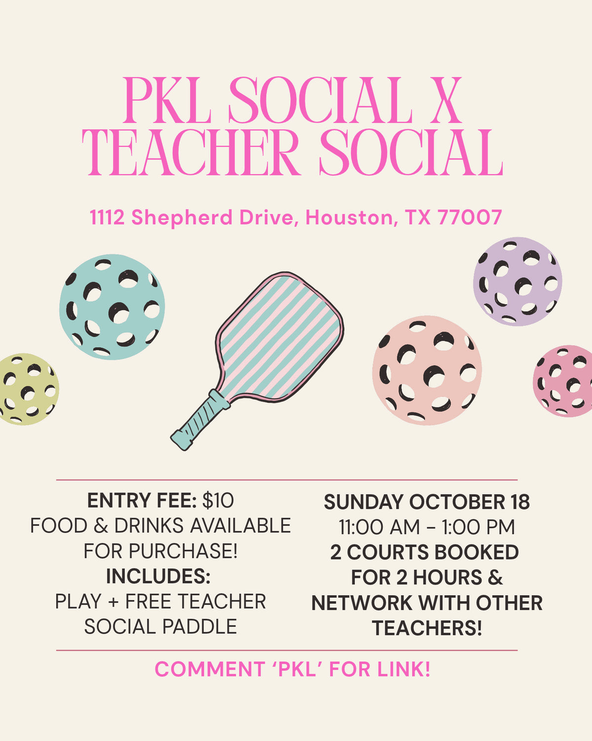 Teacher Social HTX Pickleball Meet Up