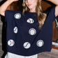 Navy Oversized Sequin Baseball Top