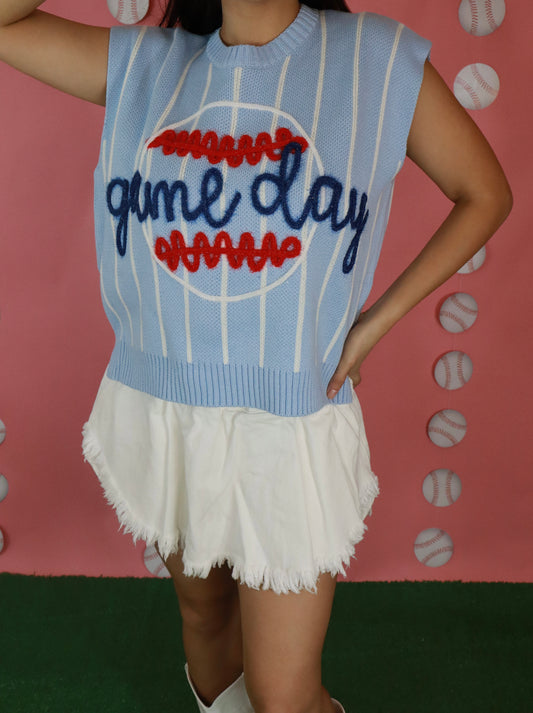 Baseball Gameday Tinsel Embroidery Vest