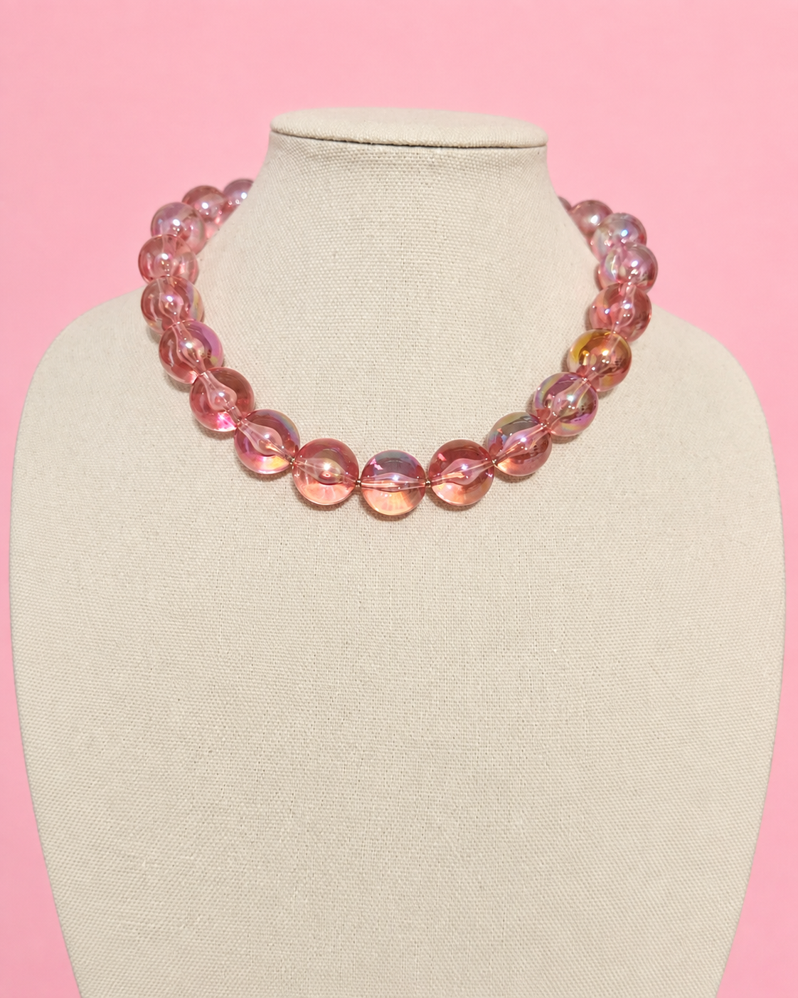 Pink Translucent Bead Necklace
