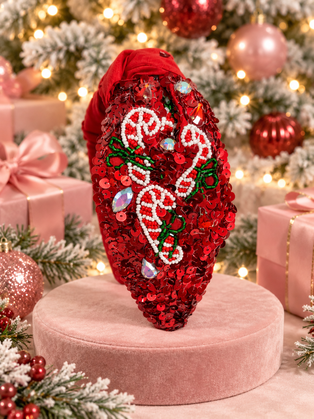 Sequin Candy Cane Headband