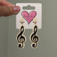 Treble Clef Music Note Glitter Earrings