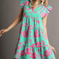 Floral Print Collared Tiered Dress