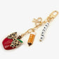 Leopard Apple Charm Keychain