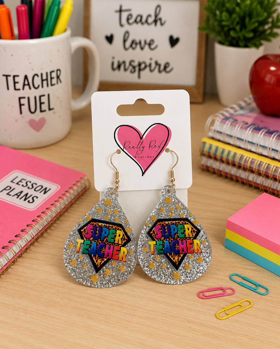 Super Teacher Teardrop Earrings