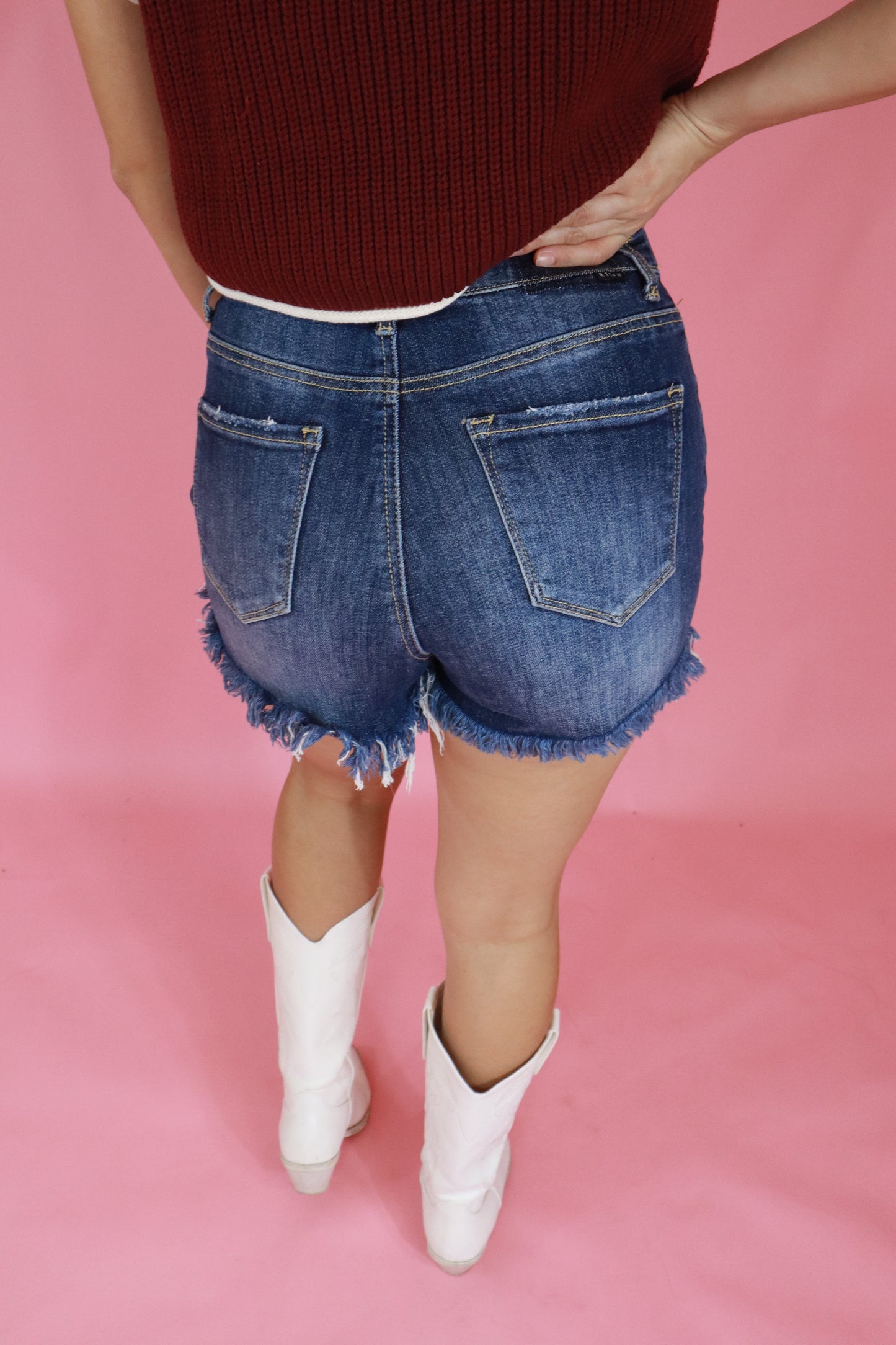 Risen Fold Over Denim Shorts