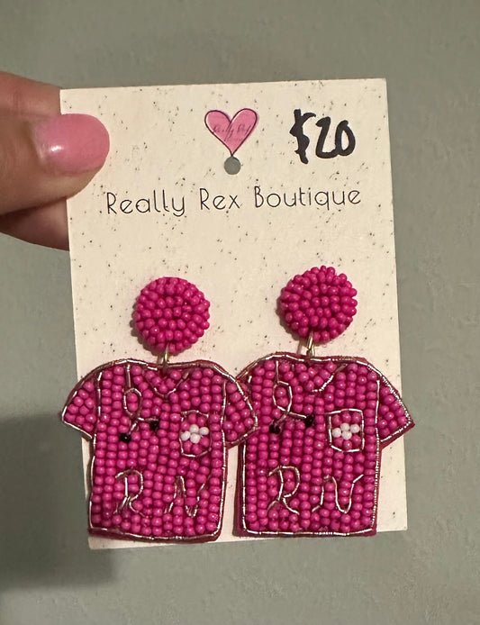 Beaded RN Scrub Earrings