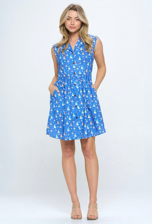 Sailboat Print Dress