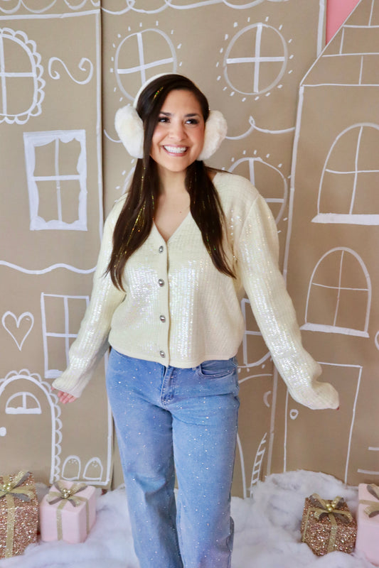 Sequin Button Down Cardigan
