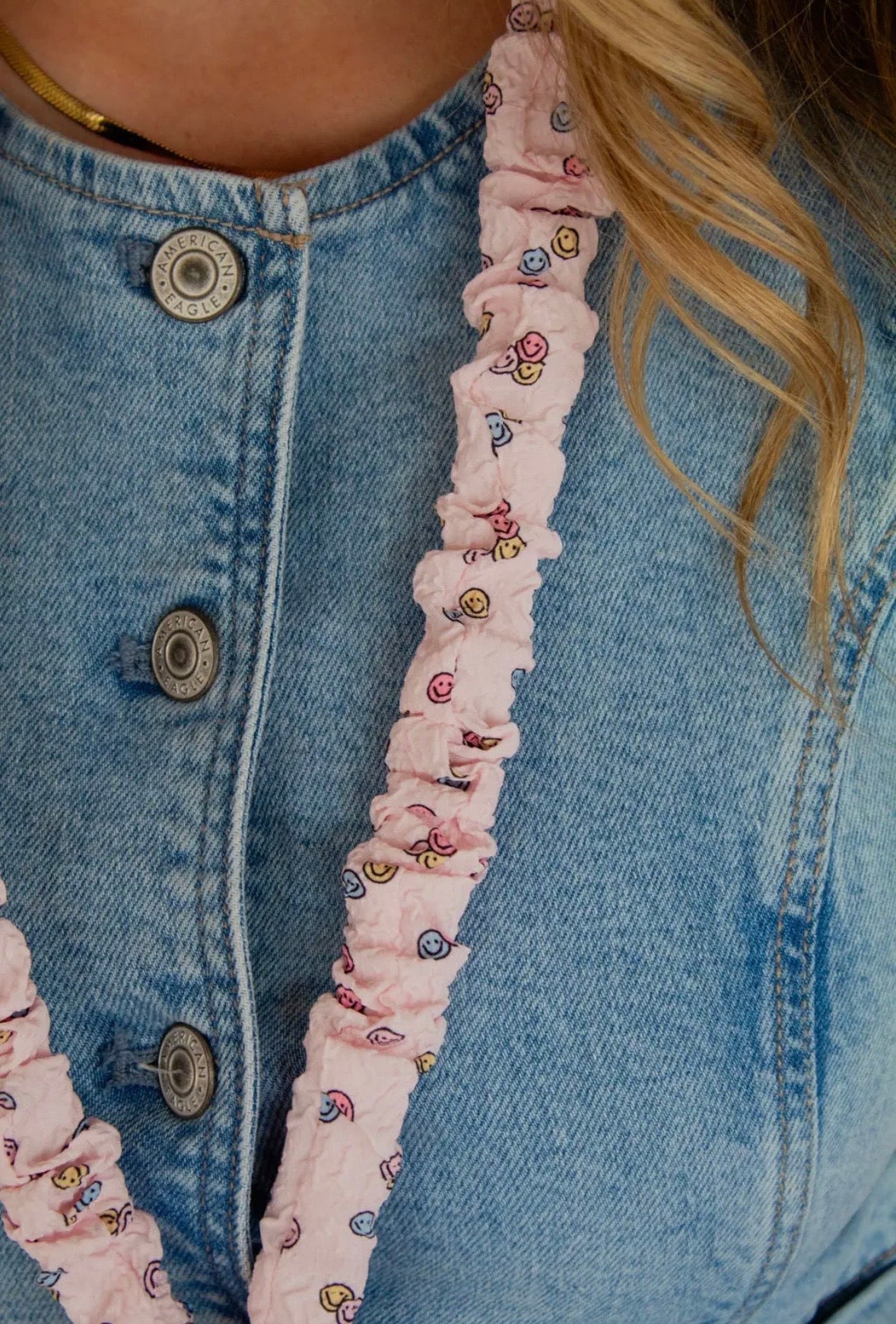 Pink Smiley Face Scrunchie Lanyard