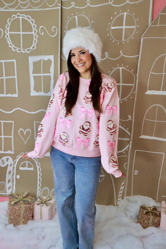 Sequin Coquette Santa Cookie Sweatshirt