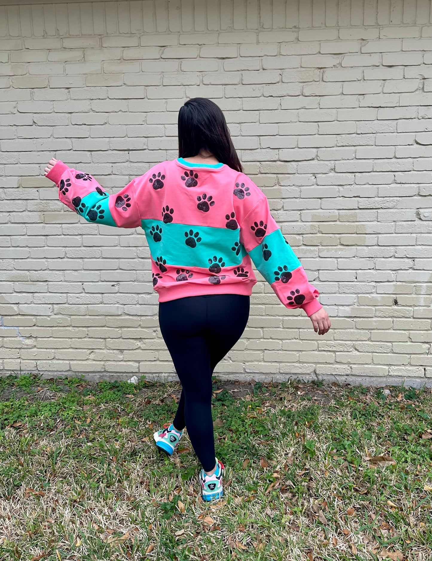 Sequin Dog Paw Sweatshirt