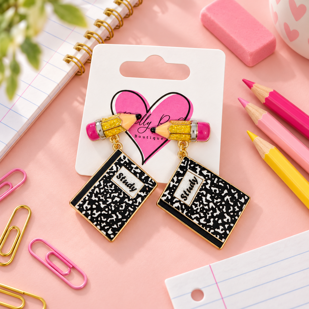 Pencil and Composition Earrings