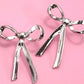 Dangling Silver Bow Earrings