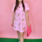 Pink Sequin Coquette Pencil Shirt Dress