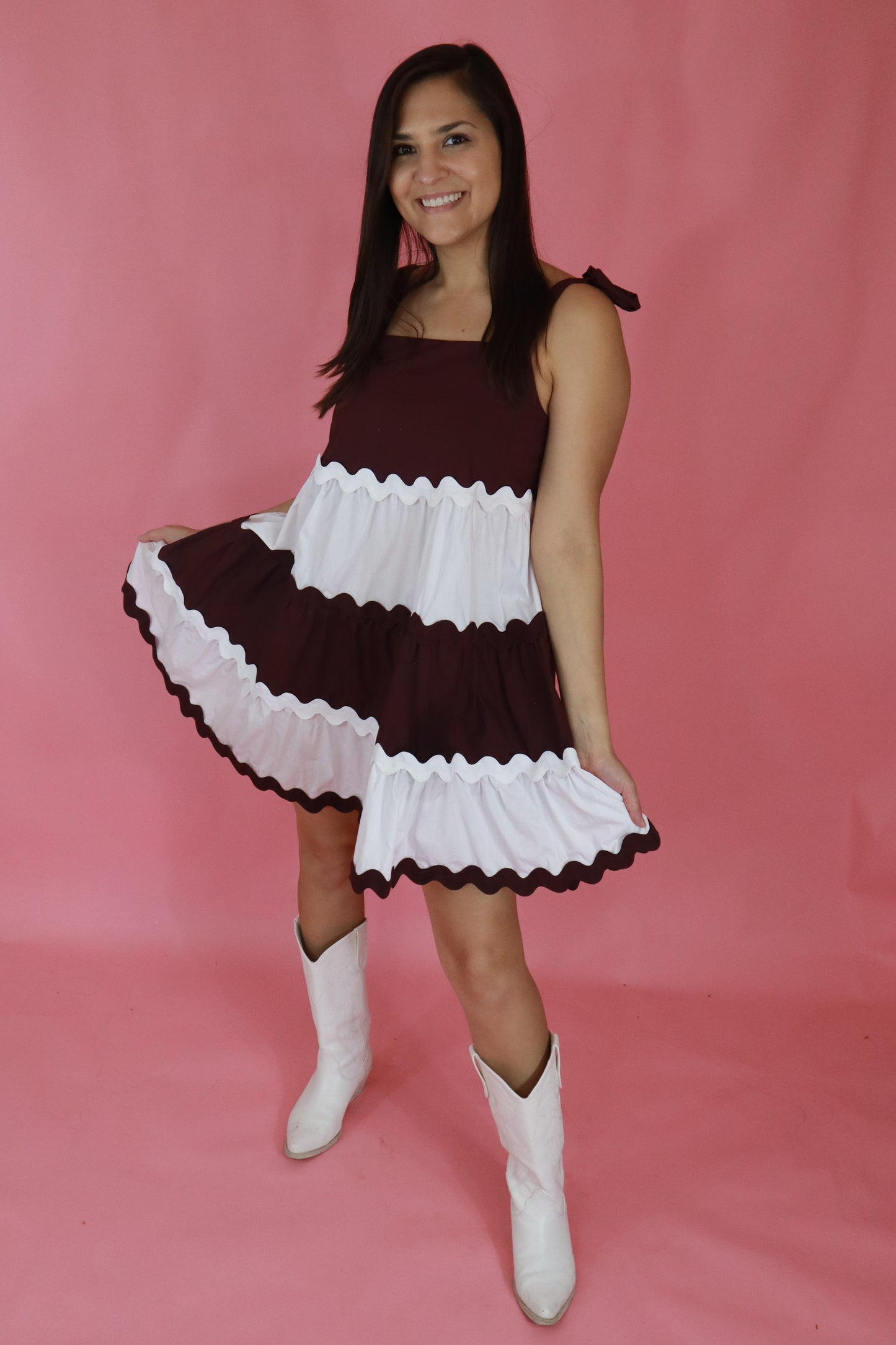 Maroon and White Ric Rac Dress