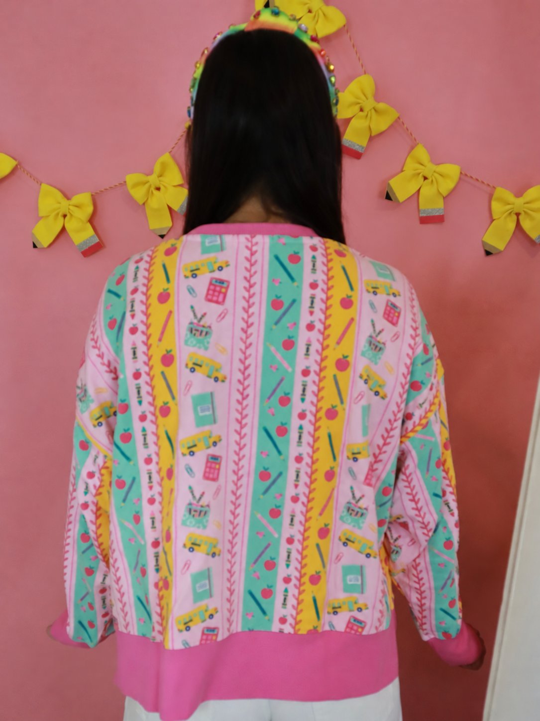 Pink School Themed Lightweight Sweatshirt
