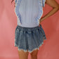 Baby Blue Flutter Sleeve Sweater Top