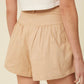 Beige High Waisted Shorts