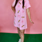 Pink Sequin Coquette Pencil Shirt Dress