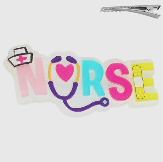 Nurse Glitter Hair Clip