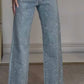 High Waisted Rhinestone Jeans