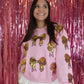 Pink Sequin Pencil Bow Sweatshirt