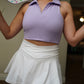 Lavender Athletic Collared Crop Top