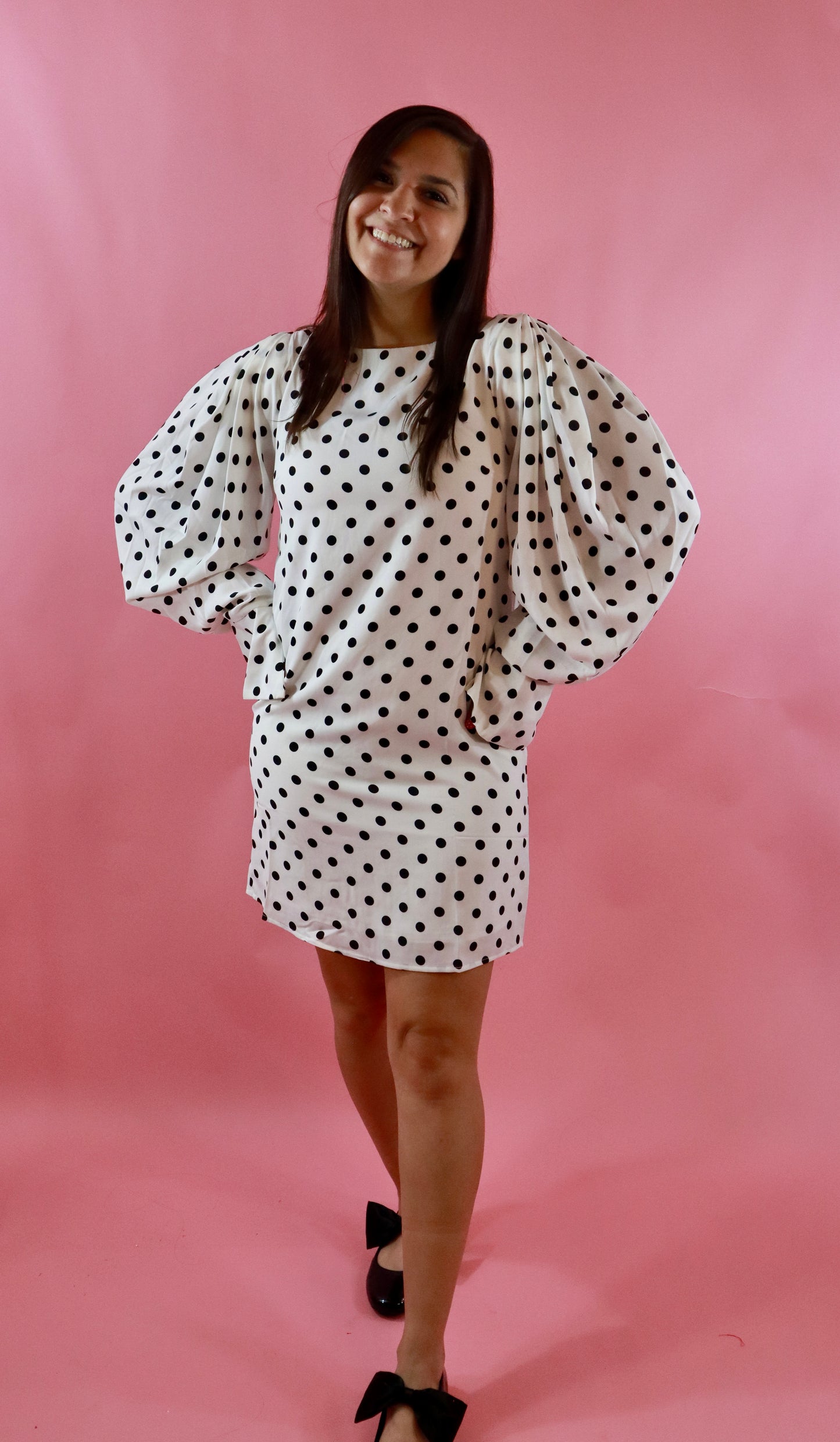 White and Black Polka Dot Dress