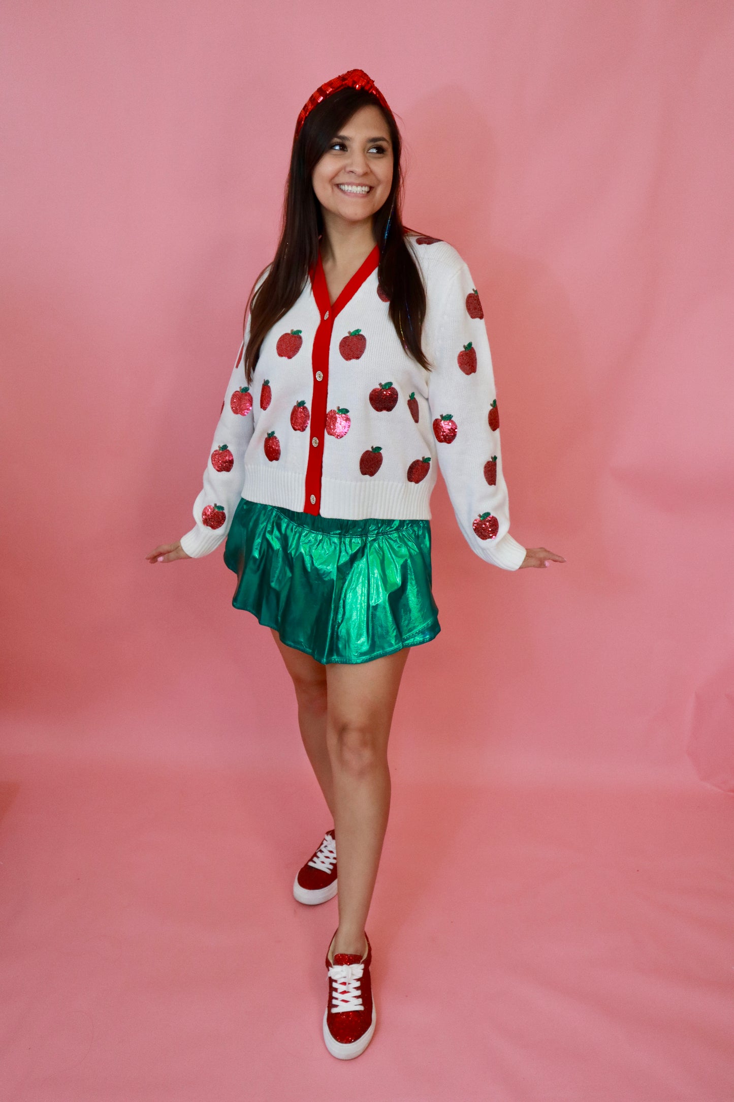 Sequin Apple Cardigan