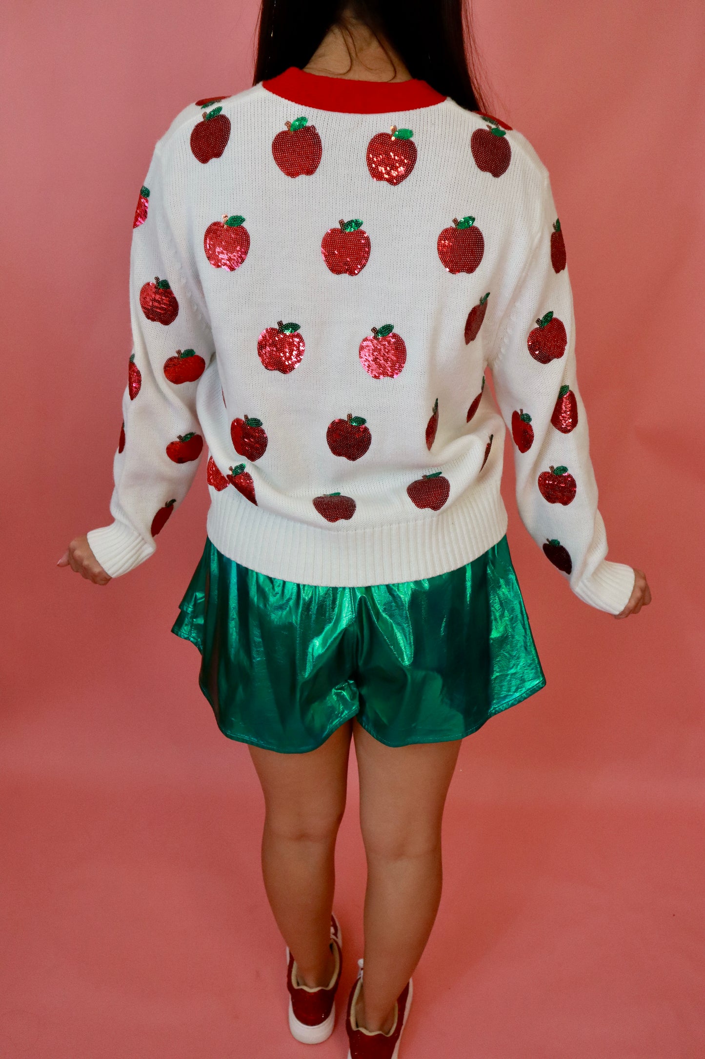 Sequin Apple Cardigan