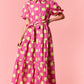 Pink and Lime Green Polka Dot Maxi