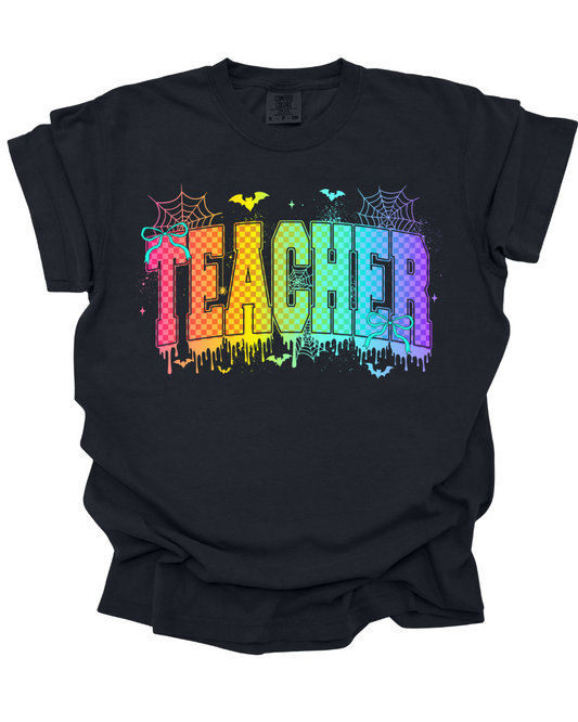 Neon Halloween Teacher Tee