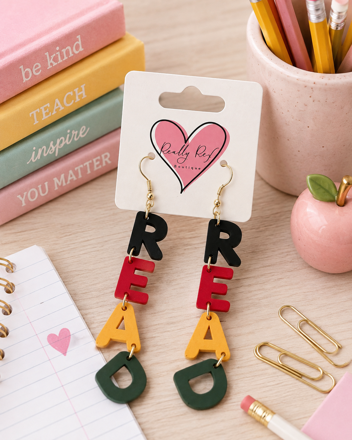 Matte Read Dangle Earrings