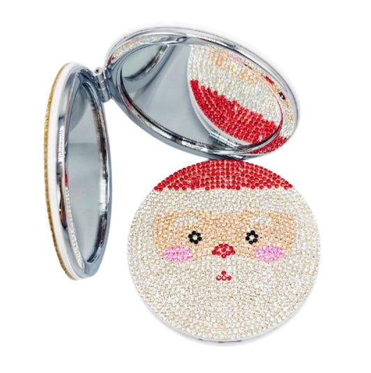 Rhinestone Santa Personal Mirror