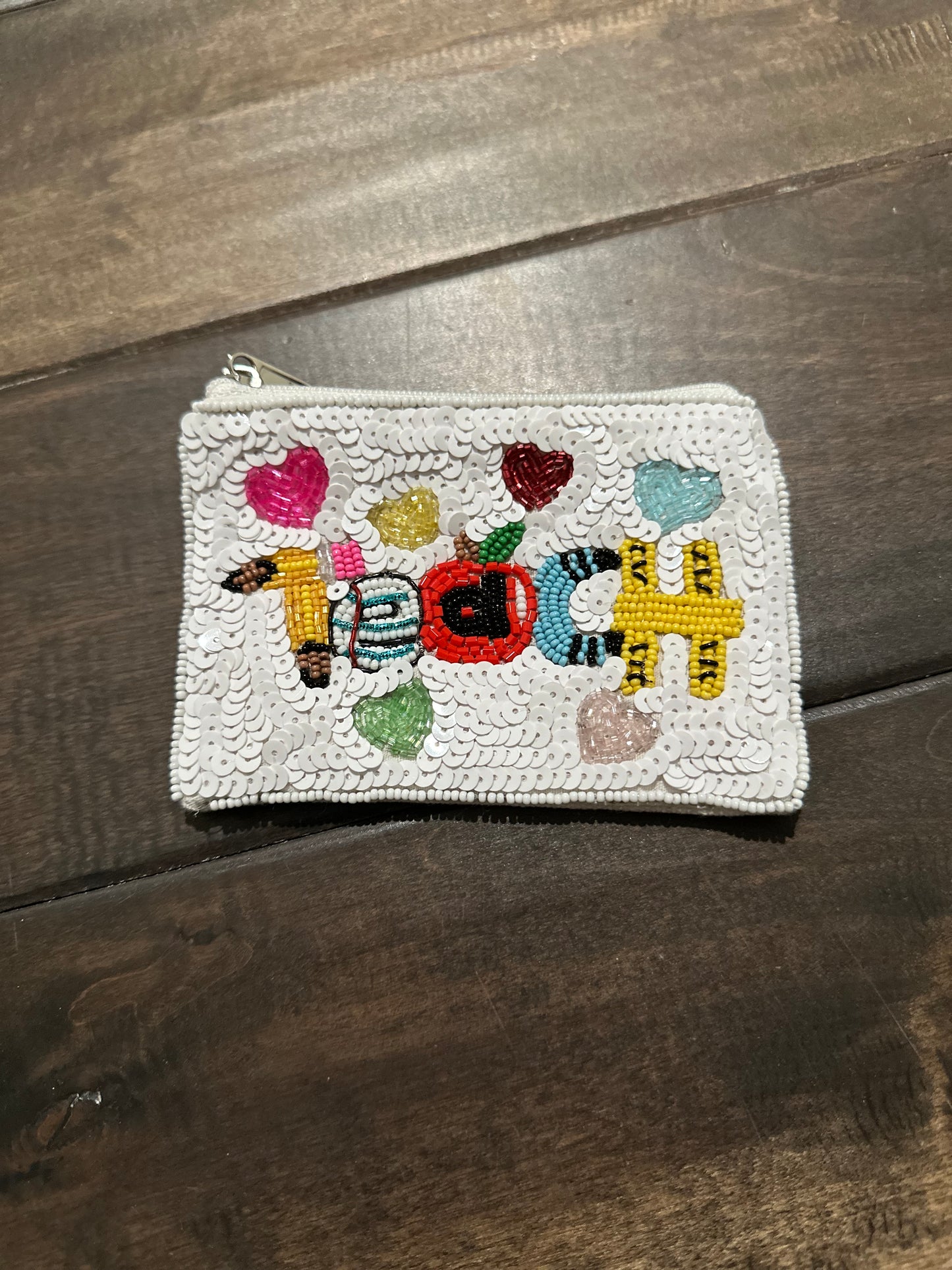 Beaded TEACH Coin Purse