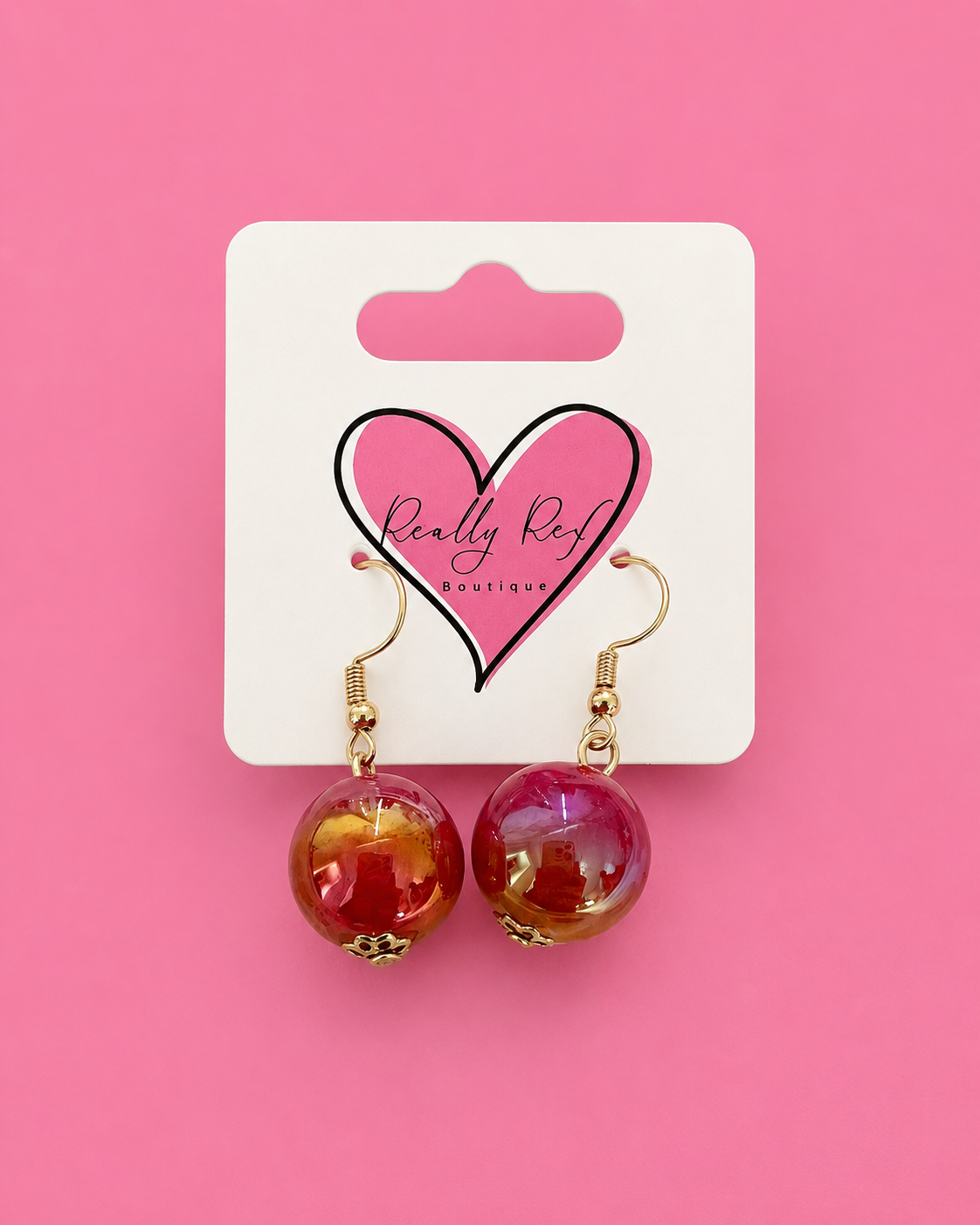 Red Iridescent Bead Earrings
