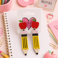Pencil Earrings with Apples