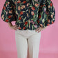 Floral Jacquard Button Down Puff Sleeve Jacket